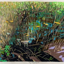 Key Mangroves #5, reduction woodcut, 11" x 14", 2019